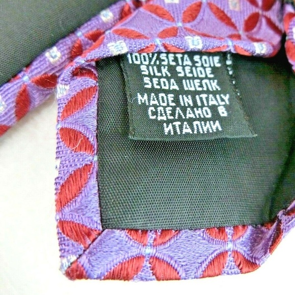 Hugo Boss Mens Tie Purple Geometric Pattern Silk - Picture 3 of 6